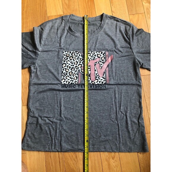 Vintage Logo MTV Adult Womens T-Shirt Size XL Checkered 'M' Pink TV Logo NWOT - Picture 6 of 8